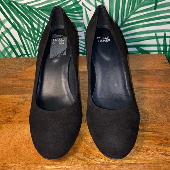 Eileen Fisher Black Suede Heels Women’s 9 - Picture 2 of 9